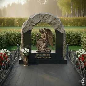 Элитный комбинированный памятник-склеп - ПН160