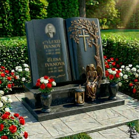 Элитный православный гранитный памятник на двоих - ПН236
