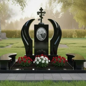 Элитный гранитный православный памятник для двоих ПН382 - ПН382