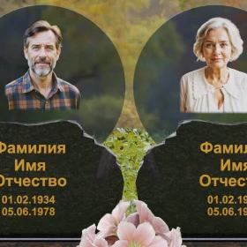 Горизонтальный светский гранитный памятник на двоих - П245