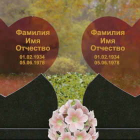 Горизонтальный светский памятник гранит/стекло - П251