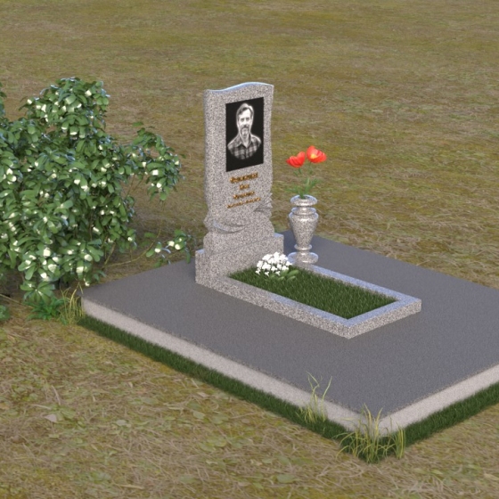 Фигурный вертикальный памятник-волна из камня, гранит Мансуровский, вид 2