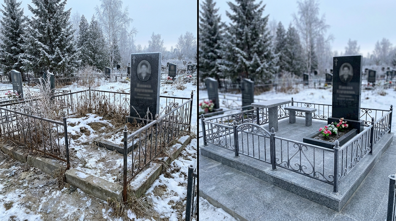 Благоустройство могилы в Южно-Сахалинске — пример 2