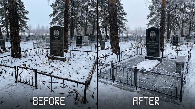 Благоустройство могилы в Южно-Сахалинске — пример 1