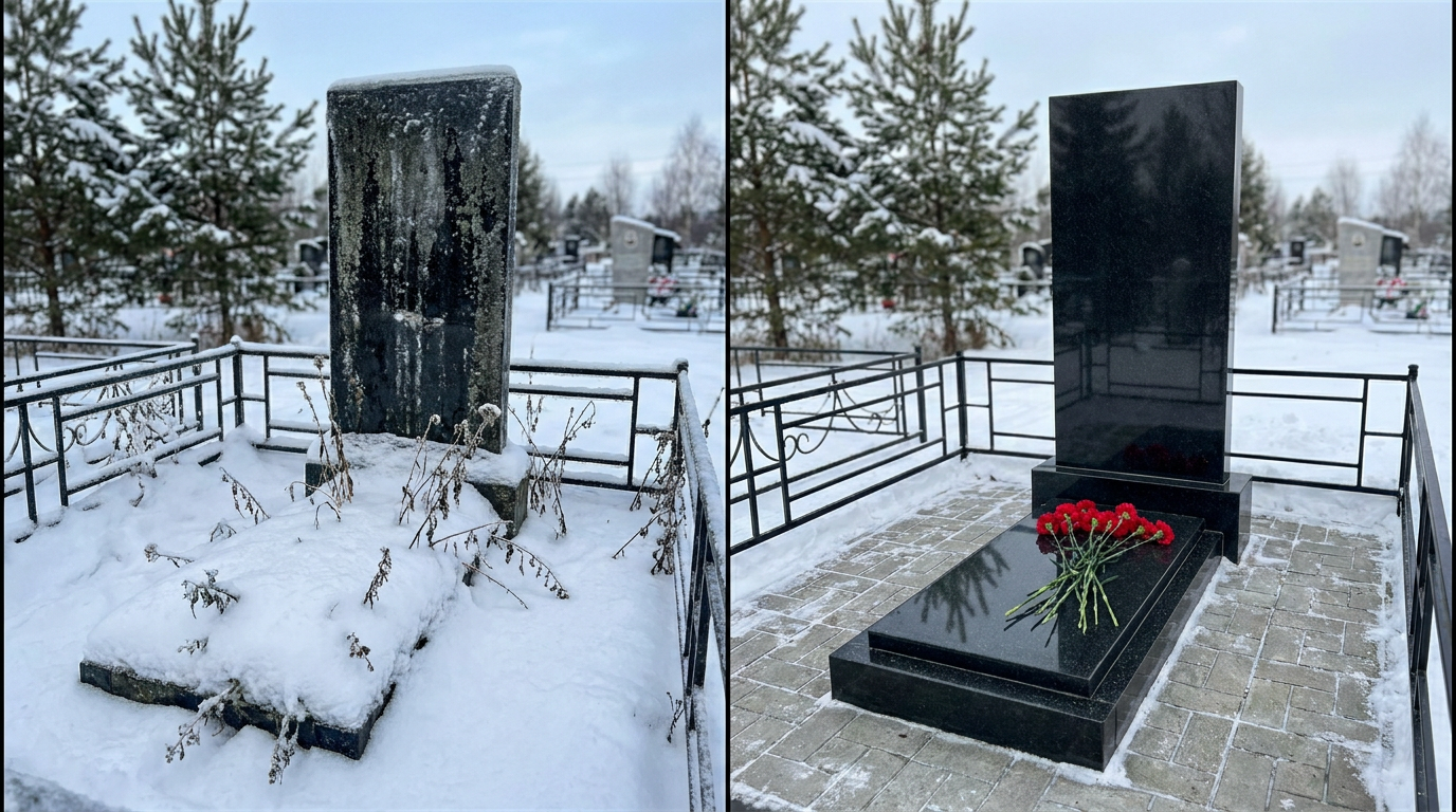 Уборка могилы в Южно-Сахалинске — пример 2