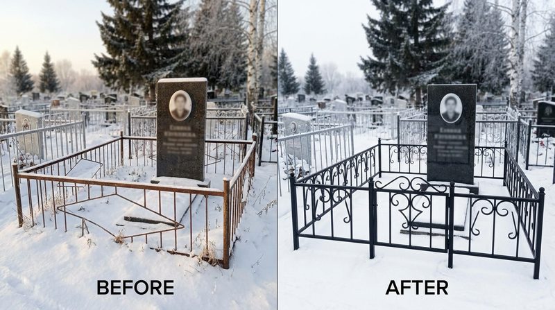 Установка ограды в Южно-Сахалинске — пример 2